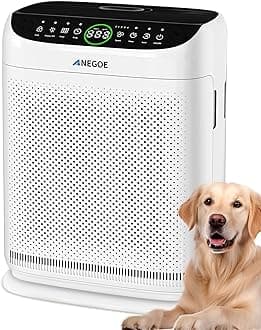 Air Purifiers for Home Large Room Up to 2500 Ft² With Double Air Intake,Washable Pre-Filters, AnEgoe Pet Air Purifier for Bedroom With Remote Control,HEPA Air Cleaner for Dust, Pets,White