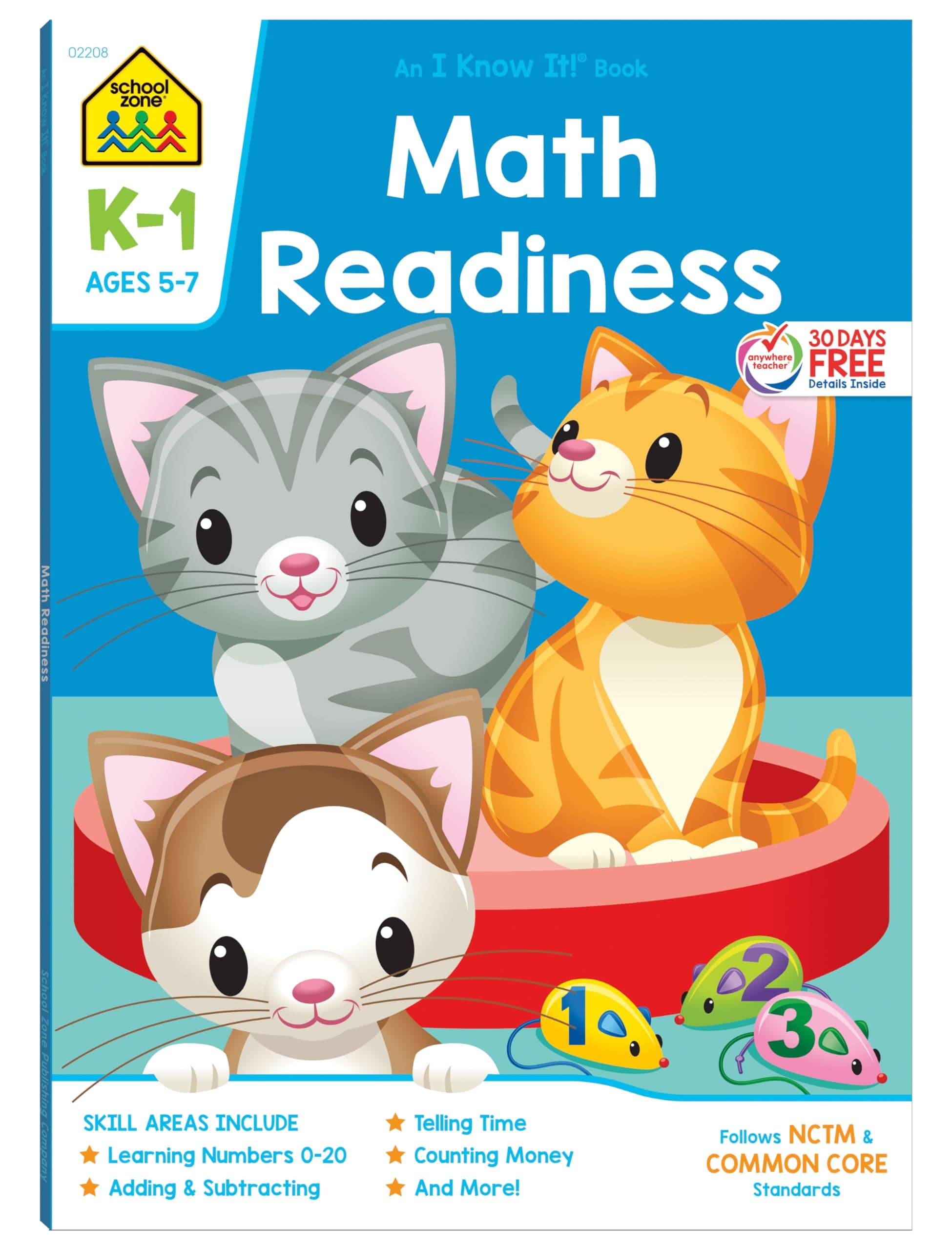 School Zone Math Readiness Workbook: 64 Pages, Kindergarten, 1st Grade, Telling Time, Counting Money, Addition, Subtraction, Ages 5 to 7 (I Know It! Book Series)