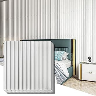 Slat Wall Panel, 3D Fluted Textured Panel 12-Tile 19.7 x 19.7in. - White