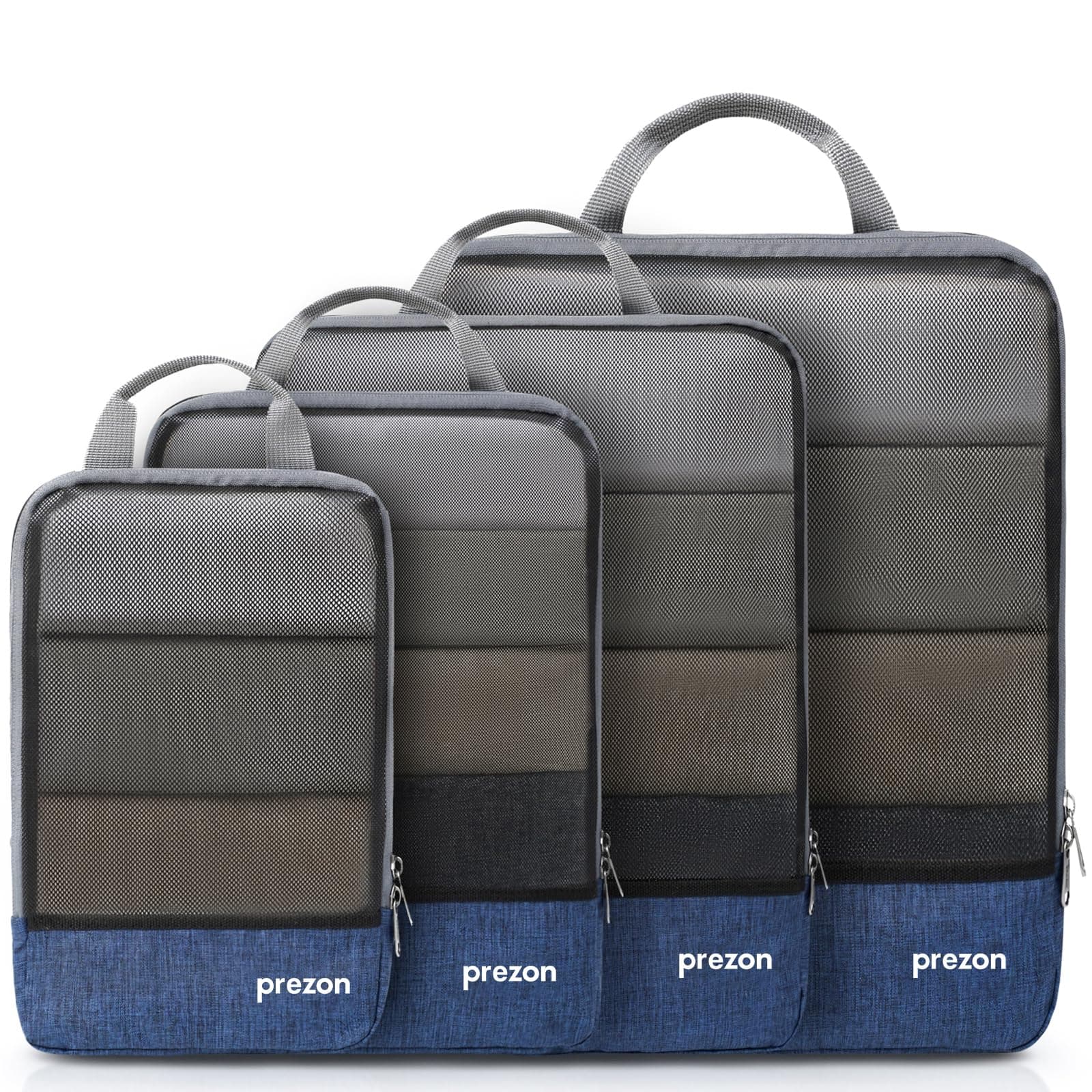 Prezon Compression Packing Cubes, Luggage Organiser Set, Extensible Suitcase Organiser, Packing Organisers for Suitcases, Packing Cubes for Travel or Home Storage