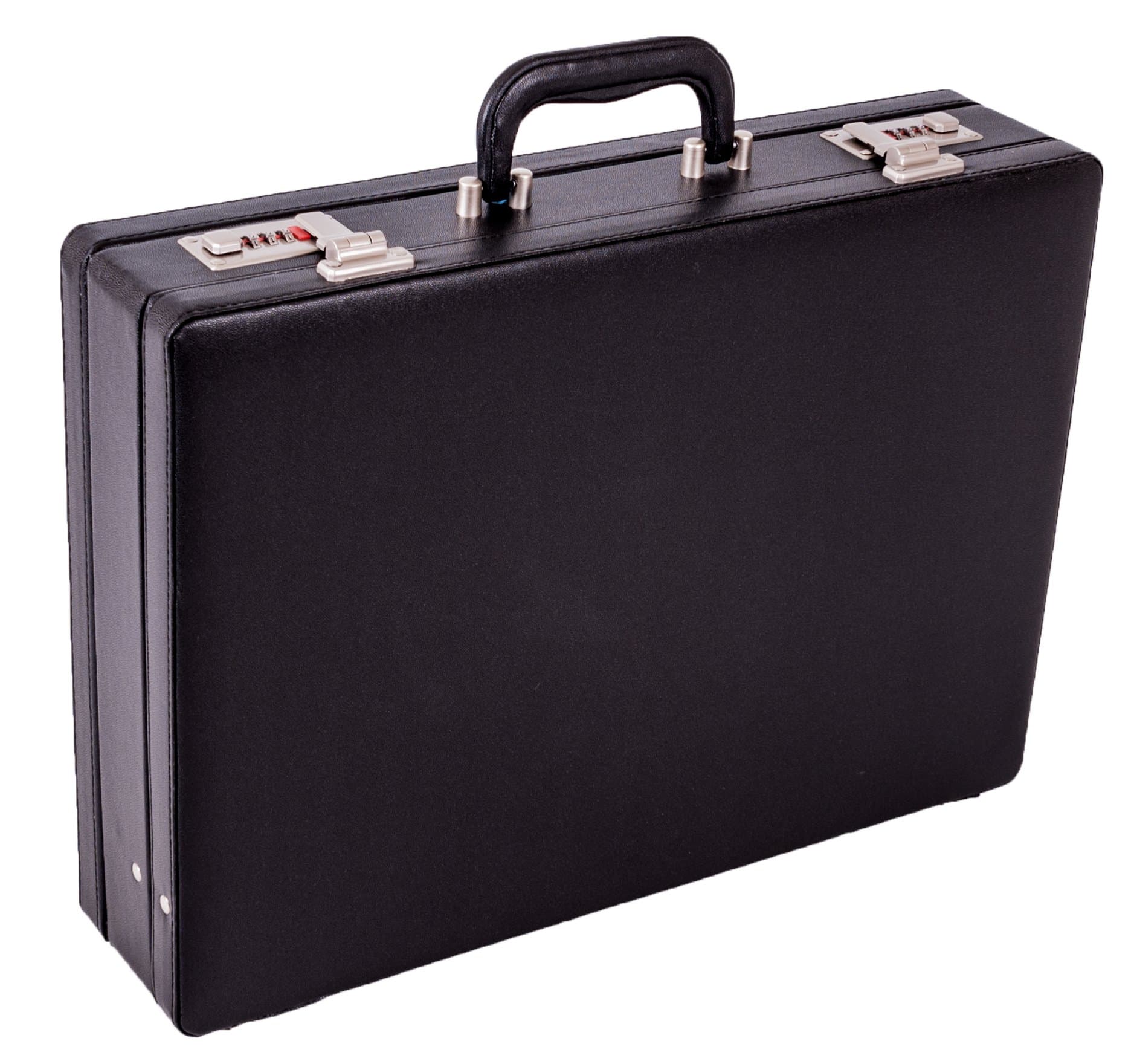 MF 6910 Black Business Briefcase - Medium Matte PU Leather Look Executive Hard Case