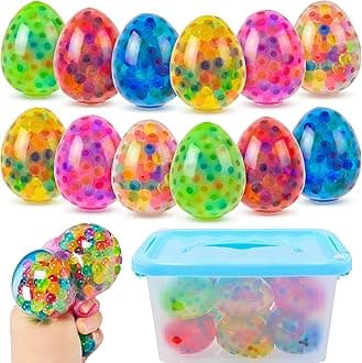 12 Pack Easter Eggs Stress Balls Fidget Squishy Squeeze Ball for Easter Basket Stuffers Party Favors Gifts