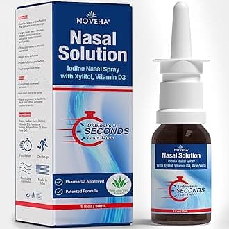 NOVEHA Iodine Nasal Spray - Nose Spray for Humans - Cleanses & Refreshes Nasal Passages - with Vitamin D3 & Aloe Vera - Natural Daily Nasal Cleanser - Made in USA - 30mL