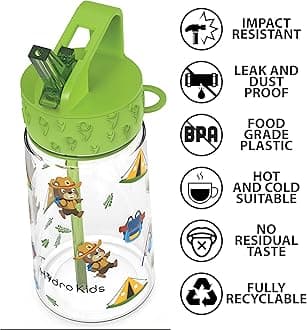 Water Bottle with Straw – 400ml BPA Free Kids Water Bottles for School Travel Sports – Leakproof Childrens Drink Bottle for Girls Boys Childs