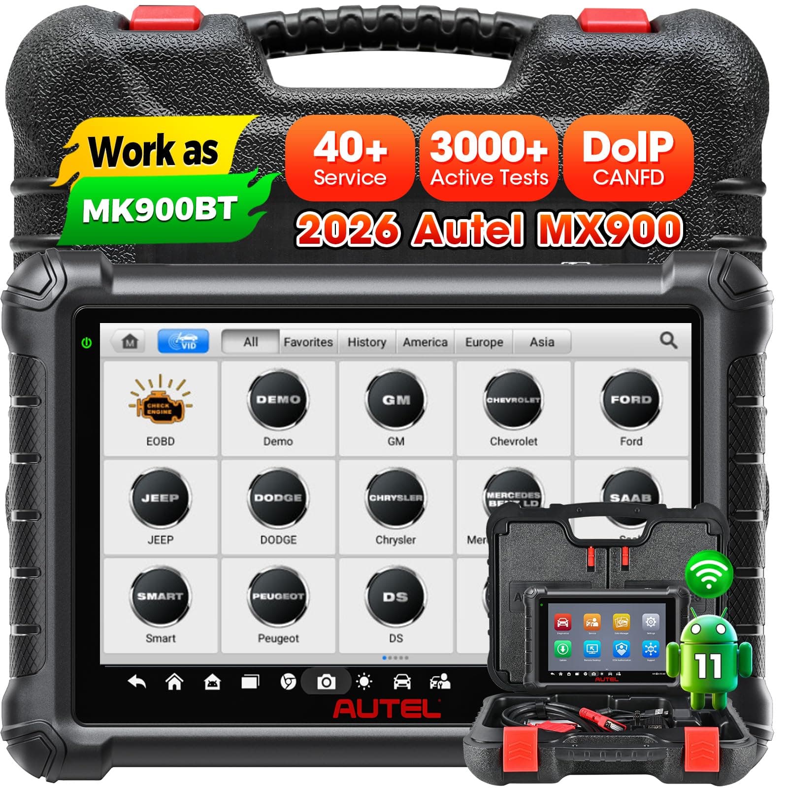 MaxiCheck MX900 Bidirectional Scanner: 2025 OBDII Scan Tool as MK900 MK900BT MK900-BT, 8in Up of MaxiCOM MK808S MX808S MK808BT PRO, CAN FD DoIP, 3K+ Active Tests, 40+ Services, All Systems, FCA