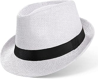 BABEYOND Straw Trilby Fedora Hat for Men-1920s Felt Panama Hat Short Brim Summer Cap with Ribbon