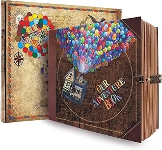 JIMBON Our Adventure Book Scrapbook Photo Album,Retro Style Embossed Letter Cover Travel Diary Journal Scrap Book Kit For Couples,Memory Book For Anniversary Wedding