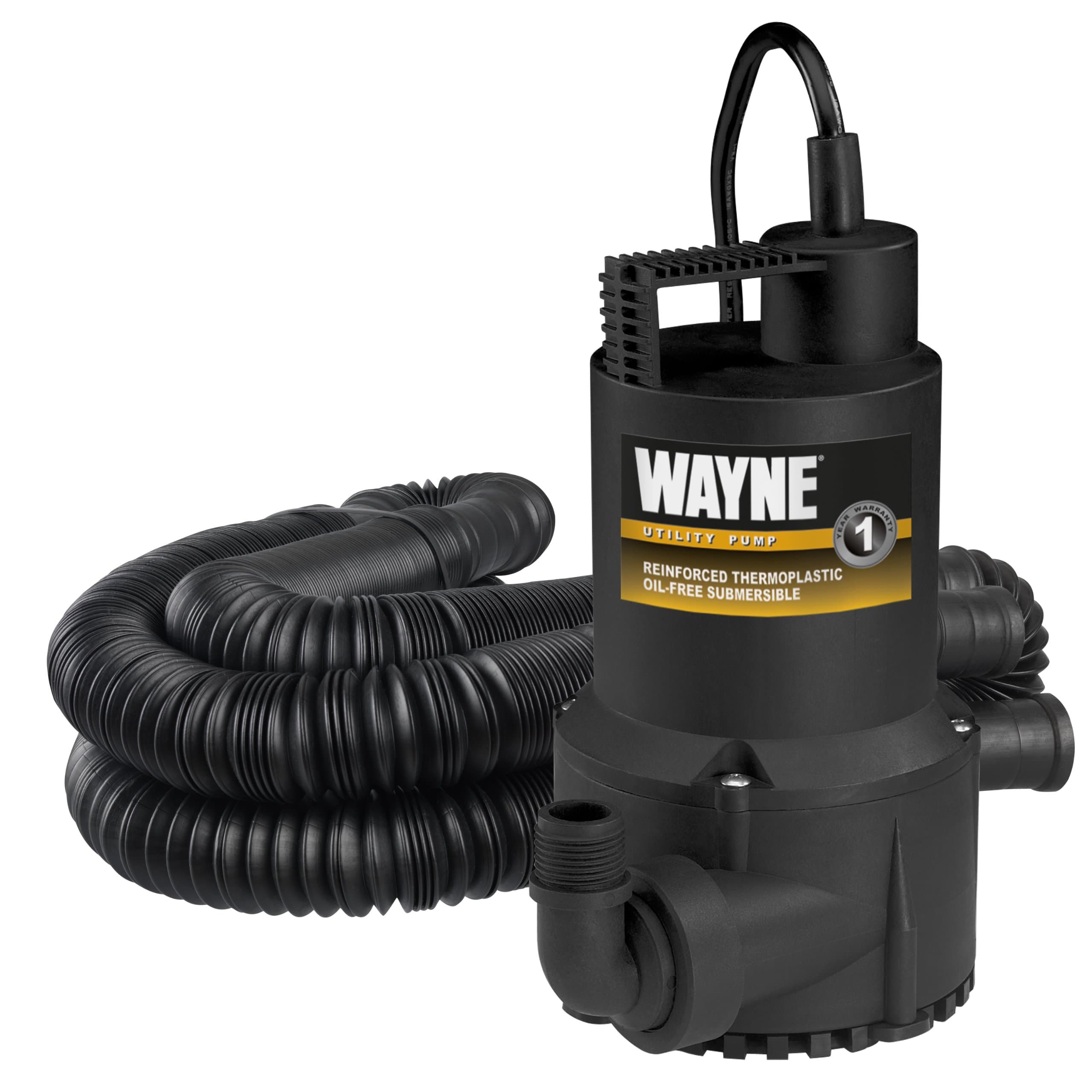 WAYNE RUP160H 1/6 HP Oil Free Submersible Multi-Purpose Pump With 16 Ft. Collapsible Hose