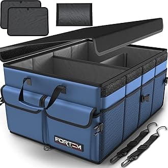 FORTEM Car Trunk Organizer, Collapsible Multi Compartment SUV Organizer, Foldable Storage for Car Accessories for Women Men, 600D Oxford, Non Slip Bottom, Securing Straps, Soft Cover (50L)
