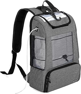 CURMIO Portable Oxygen Concentrators Backpack, Universal POC Travel Carrying Bag with Mesh Panels for Breathability, Compatible for Inogen, Oxygo, Caire Units, Perfect for on-The-go,Gray-Bag ONLY