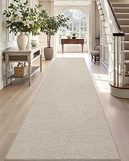 DEXI Hallway Runner Rug 2'4''x12', Non Slip Rubber Backed Runners Carpet, Ultra Thin Entryway Rugs Indoor for Kitchen Hallway Entrance Bedroom, Beige