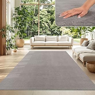 TT Home Large Rug Short Pile Monochrome Modern Design Washable, colour: Grey, Size:160x220 cm