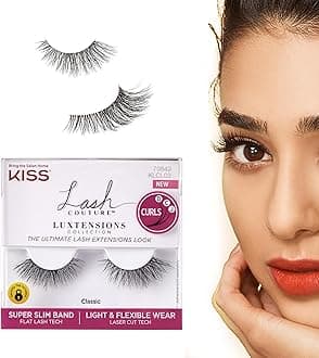 Lash Couture LuXtensions Collection False Eyelashes, Flat Lash Technology, Super Slim Lash Band, Real Lash Extension Fibers, Reusable, Contact Lens Friendly Strip Lashes, Style Classic, 1 Pair