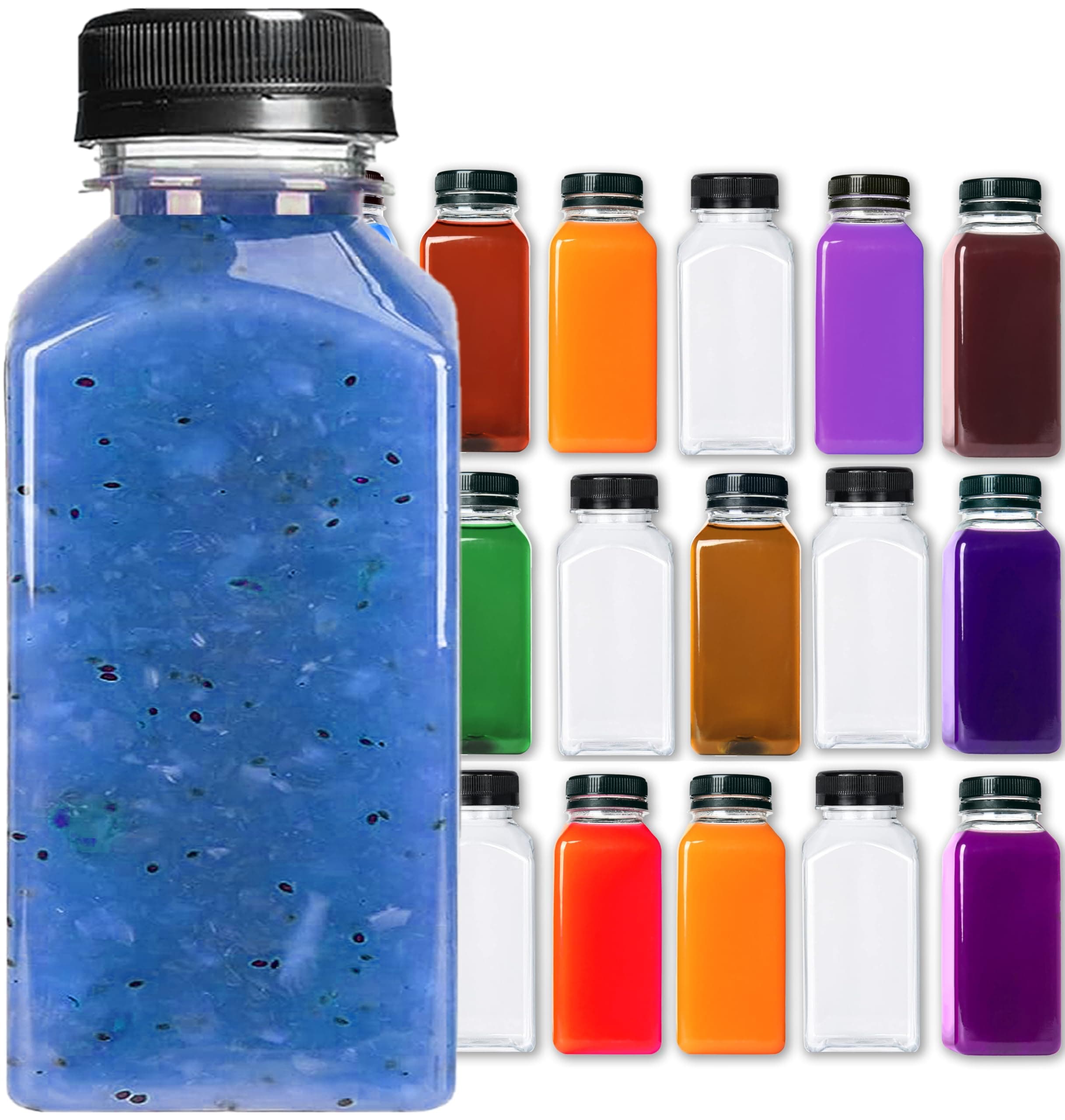 HYFY [24 PCS] 250ml Plastic Juice Bottles 8.4 oz Clear Plastic Bottles With Caps Milk Bottle Water Bottles For Kids Empty Bottle Zamzam Water Gym Water Bottle Reusable Plastic Juice Bottle Leak Proof