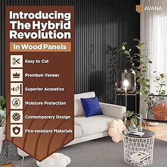Avana Modern Acoustic Wood Wall Panels – 47.2 x 12.6 Inch Black Oak Acoustic Panels Set Of 1 – Wall Panels for Interior Wall Decor For Homes, Offices, Studios – Sturdy And Durable Wood Panels For Wall