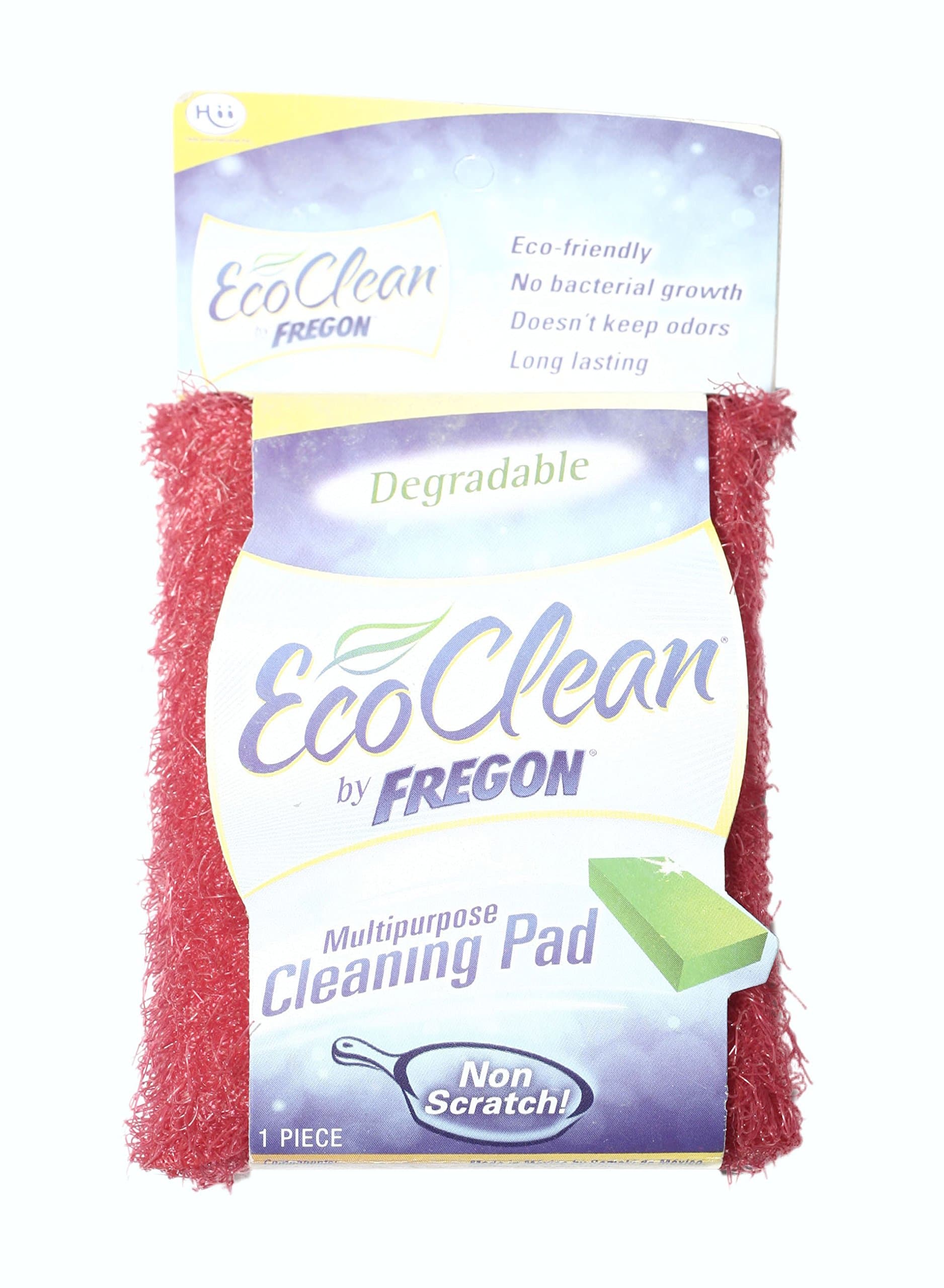 Fregon EcoClean Multipurpose Scrubber For Pots, Pans, Kitchen, and Bathroom, Red