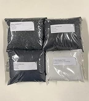 Large Silicon Carbide Grit and Polish Pack - 500g of 80, 220 & 400 grit and 200g polish powder (UK seller, Craft & Design UK)