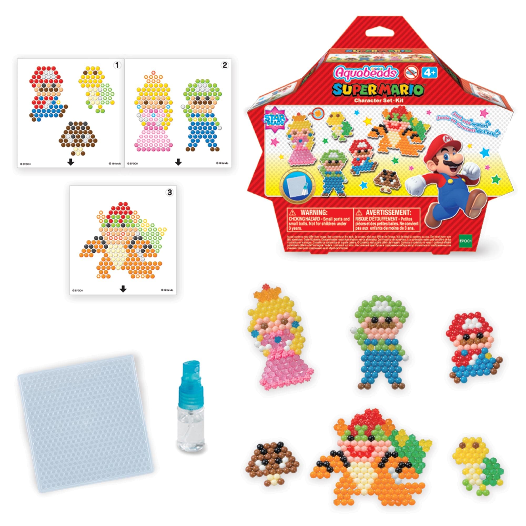 Aquabeads Super Mario Character Set, Complete Arts & Crafts Kit for Children - Over 700 Beads to Create Mario, Luigi, Princess Peach and More