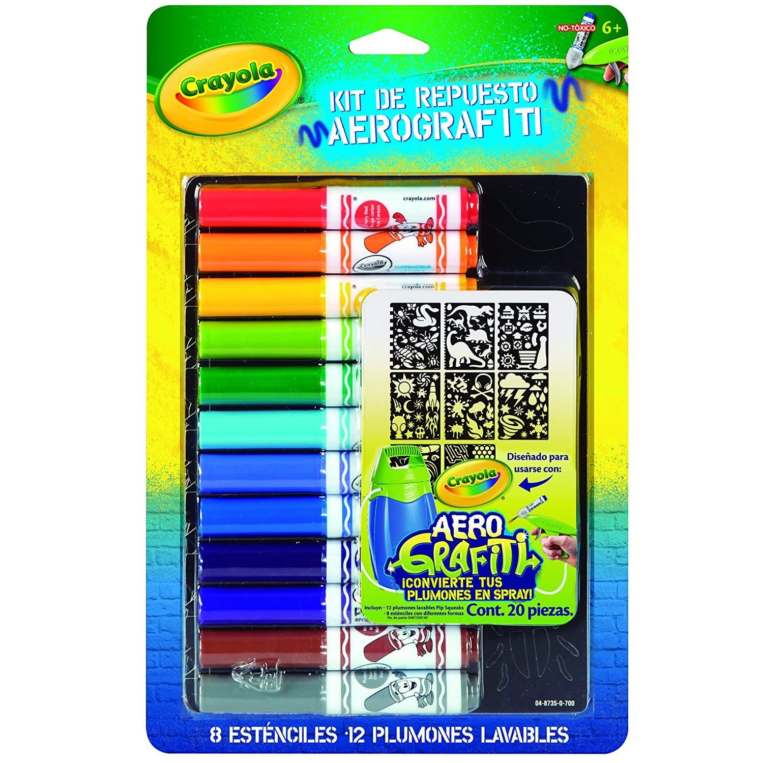 Marker & Stencil Pack - 12 Multi-Coloured Pens & Stencils - Suitable from 6 years to 12 years