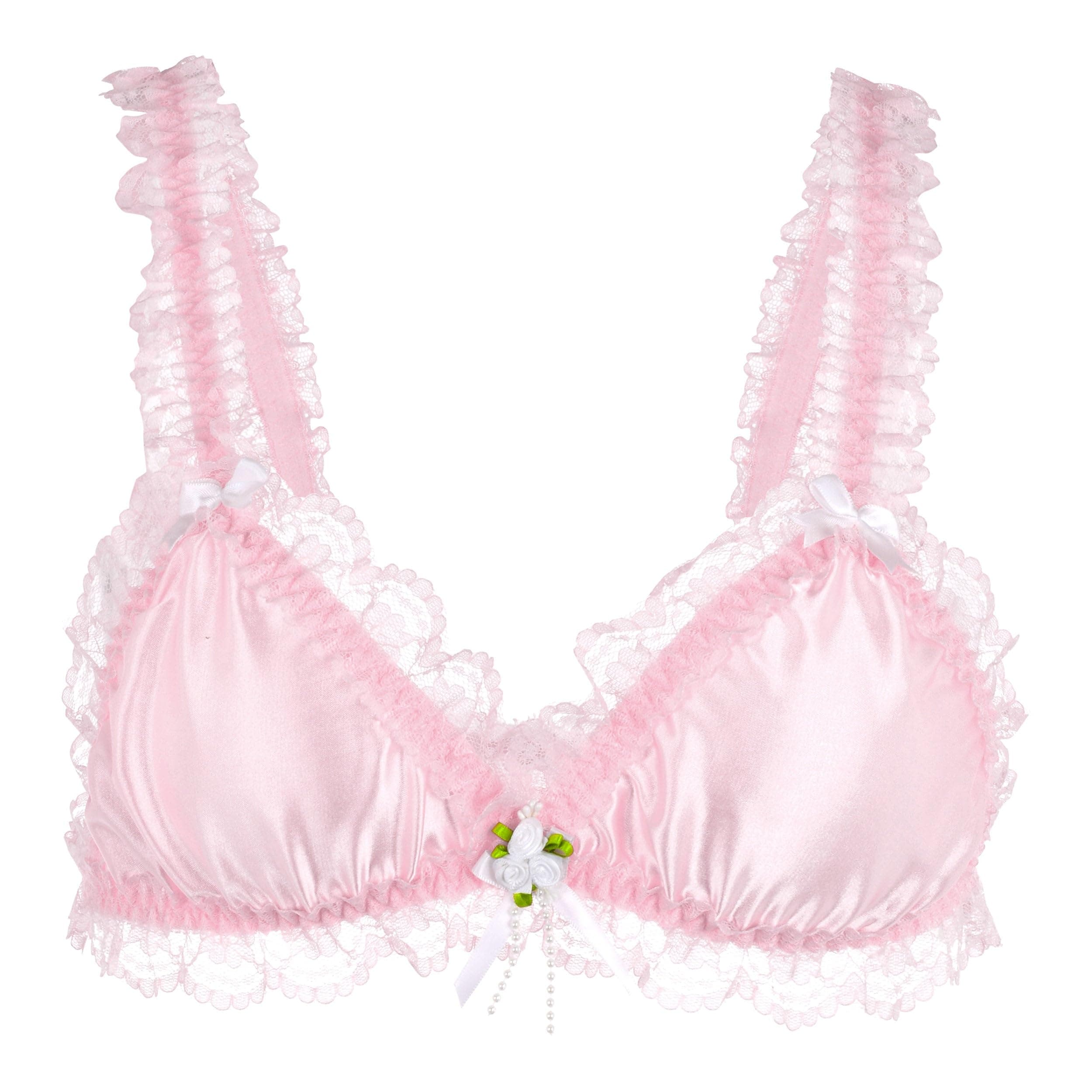 Satini Sissy Frilly Lace Fitted Satin Bralette