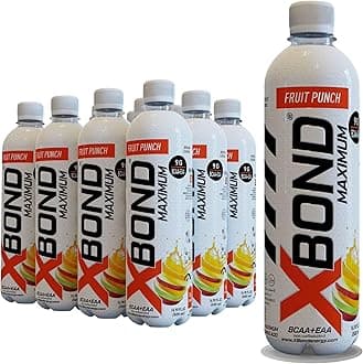 X-BOND Maximum Recovery Fruit Punch Non Carbonated Drink Maximum Amino Drink - 9g BCAA + EAA Electrolytes - 16 fl oz (500 ml), Sugar Free 34 Calories, Pack of 12