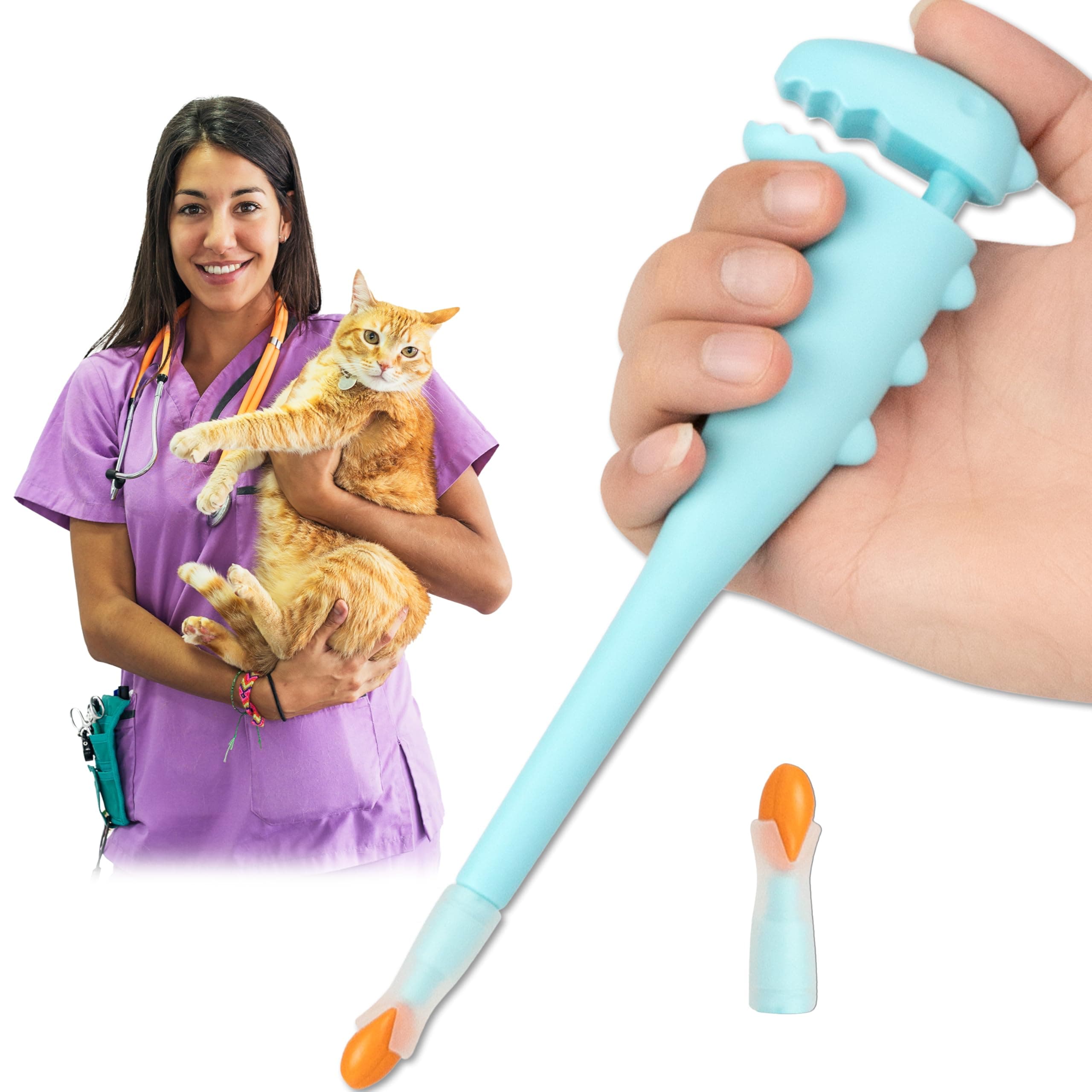Pet Pill Shooter, Safe & Easy Pill Popper with 2 Premium Soft Silicone Tips for Cats and Dogs, Acts as Pet Piller, Medicine Feeder, Pill Pusher, Pill Dispenser, Cat and Dog Pill Shooter