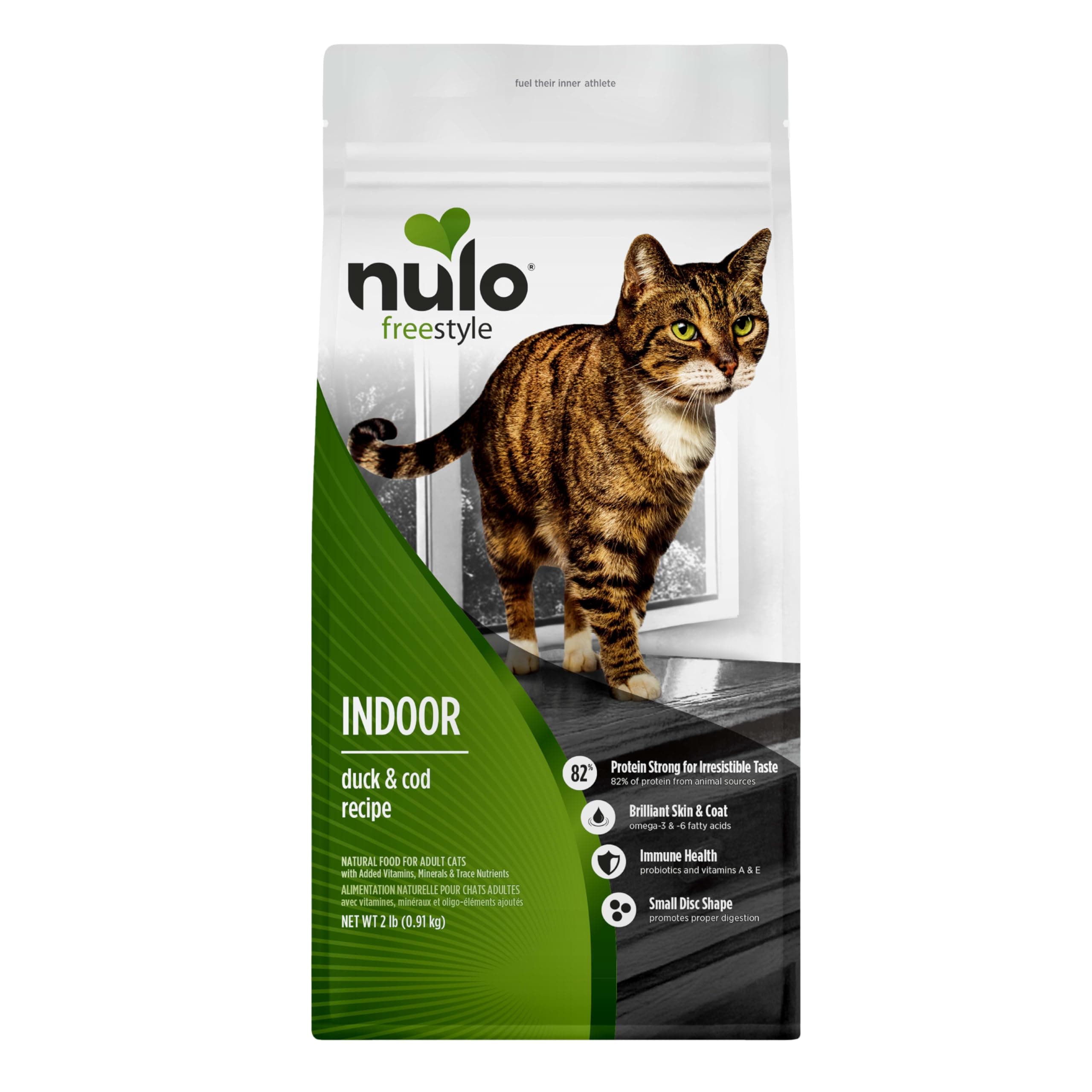 Nulo Freestyle Dry Cat Food Indoor - Duck & Cod, High Protein Grain-Free Dry Cat Food, Natural Kibble with Probiotics and Omegas Fatty Acids, 2lb Bag