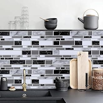 Livebor Peel and Stick Backsplash Wallpaper Kitchen Backsplash Wallpaper 17.7inch x 393.7inch Tile Contact Paper Kitchen Peel and Stick Countertops Waterproof Contact Paper for Bathroom Tile Vinyl