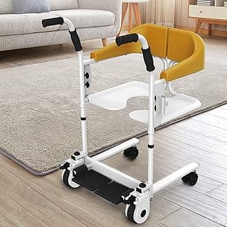 Patient Transfer Chair, 180° Split Type Elderly Lift, Bath and Toilet Chair, Paralyzed Disabled Nursing Lift Wheelchair, 9-Speed Height Adjustment, Detachable,Yellow