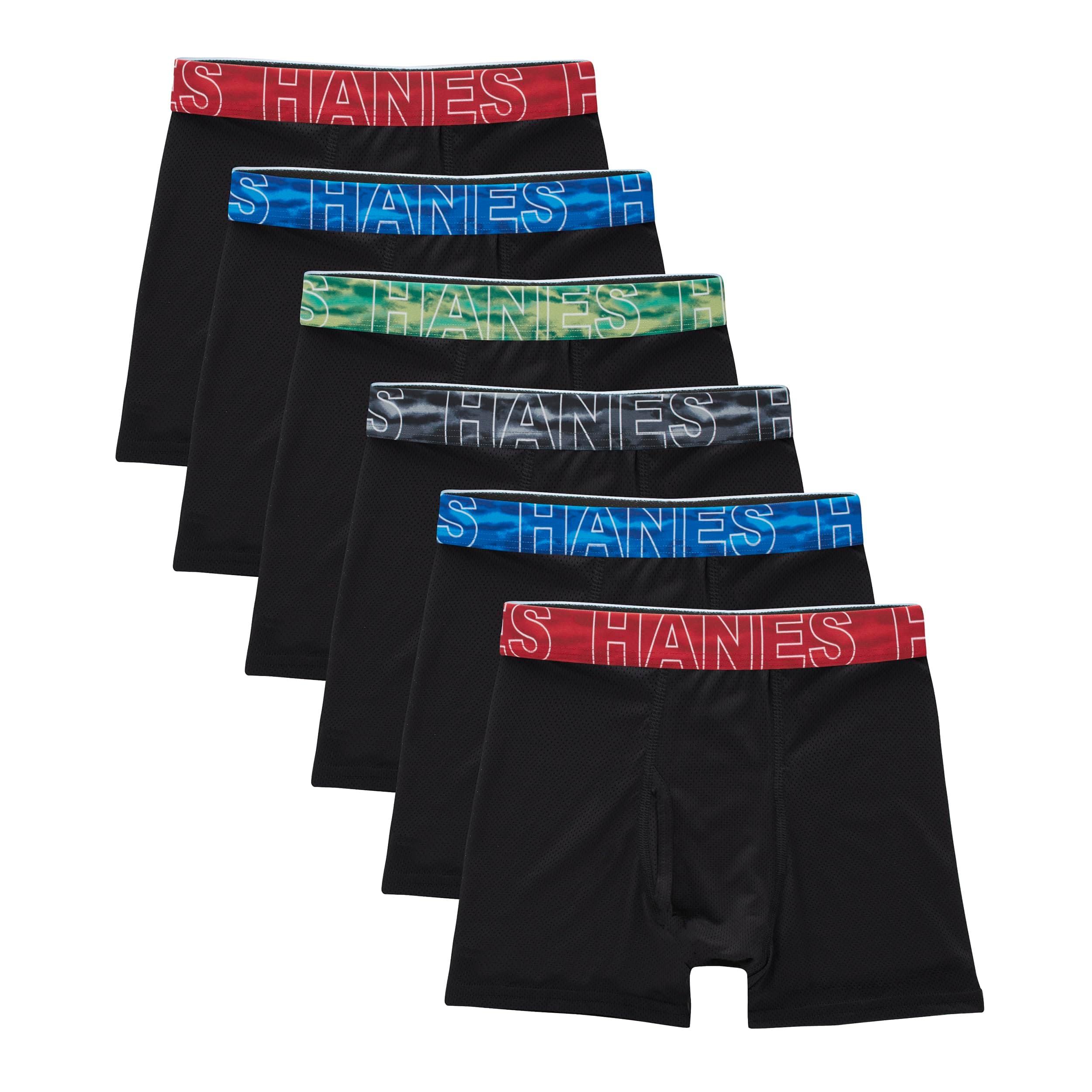 Hanes boys Performance Tween Boxer Briefs Underwear, Assorted Prints & Solids, 6-pack