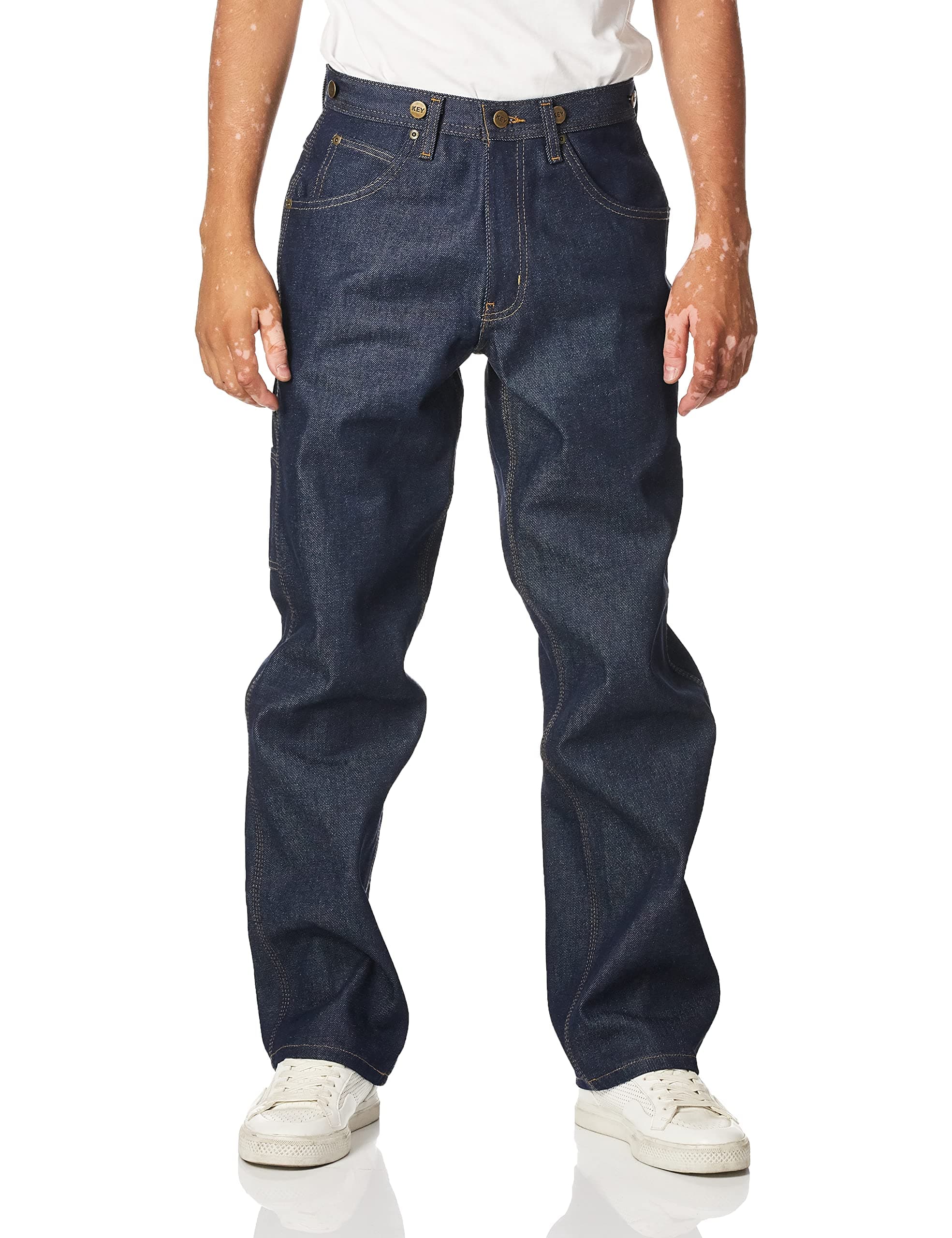 Men's Relaxed Fit Double Front Denim Logger Dungarees