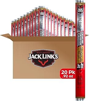 Jack Link's Original Zero Sugar Beef Sticks - (20 Pack) 0.92 oz Meat Sticks - Ready to Eat Protein Snacks - 5g Protein per Serving - Made with 100% Real Beef