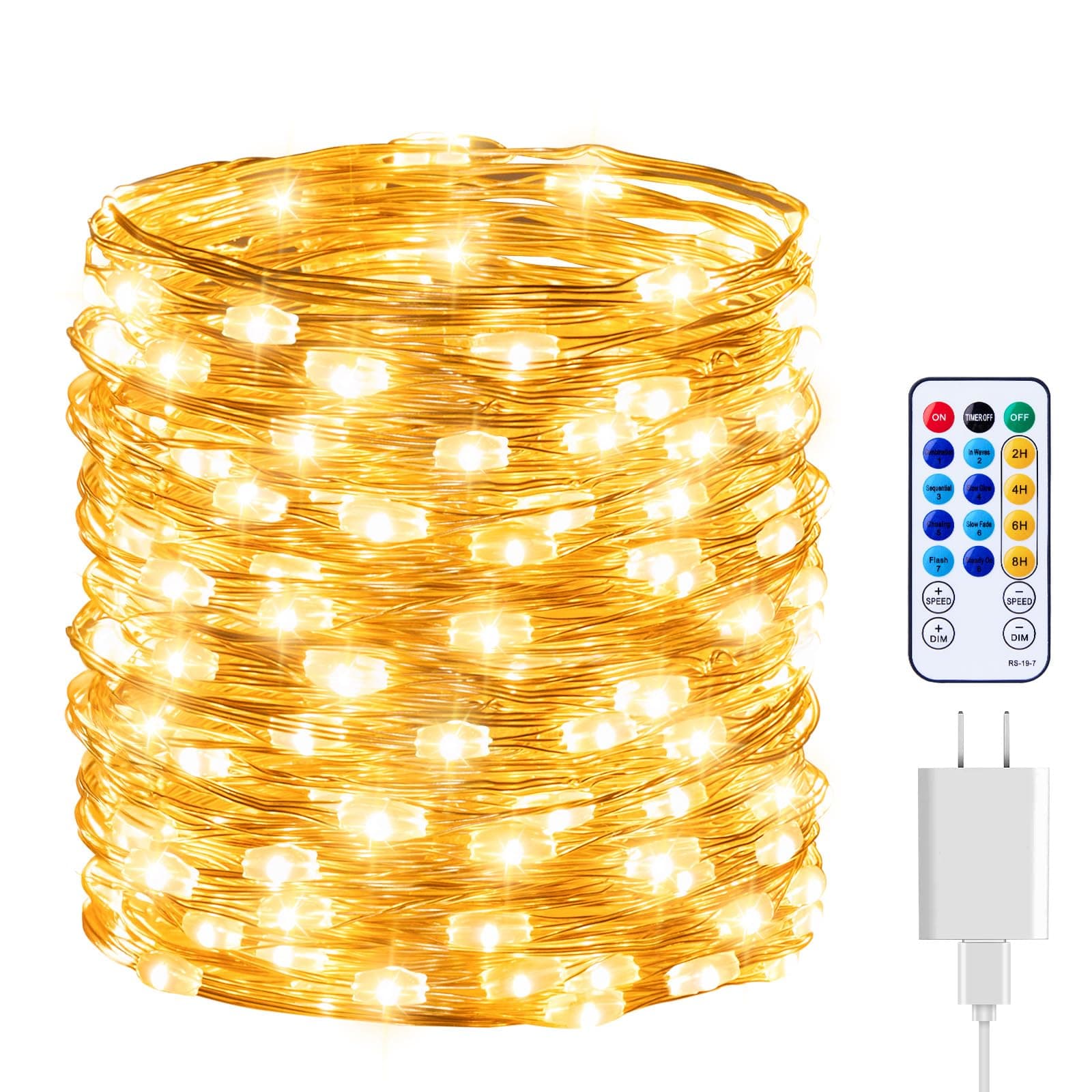 Fairy Lights with Remote, 8 Modes & Timer, 66 Feet 200 Led Christmas Light Twinkle Lights Plug in, Waterproof String Lights for Bedroom Decor Home Girl's Room Garden Party Christmas Decorations