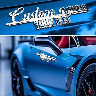 - Custom Car Emblem Gift for Cars Lovers, Personalized Vechicle Gifts Race Sign Truck Letter 3D Customized Badges for Boats Motorbike Side Rear Front Hood Trunk Door (Two Line Letter)