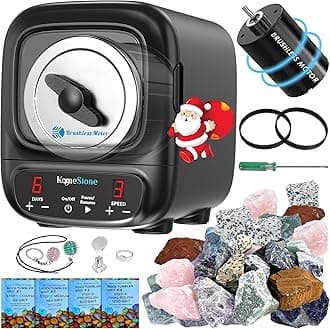 K2 Elite Professional Rock Tumbler Kit, Ultra Quiet & Cutting Edge Brushless Motor Rock Polisher for Adults & Rock Collector, Noise-Reduction, Extra Large 3 Lbs Barrel, STEM Gift for All Age