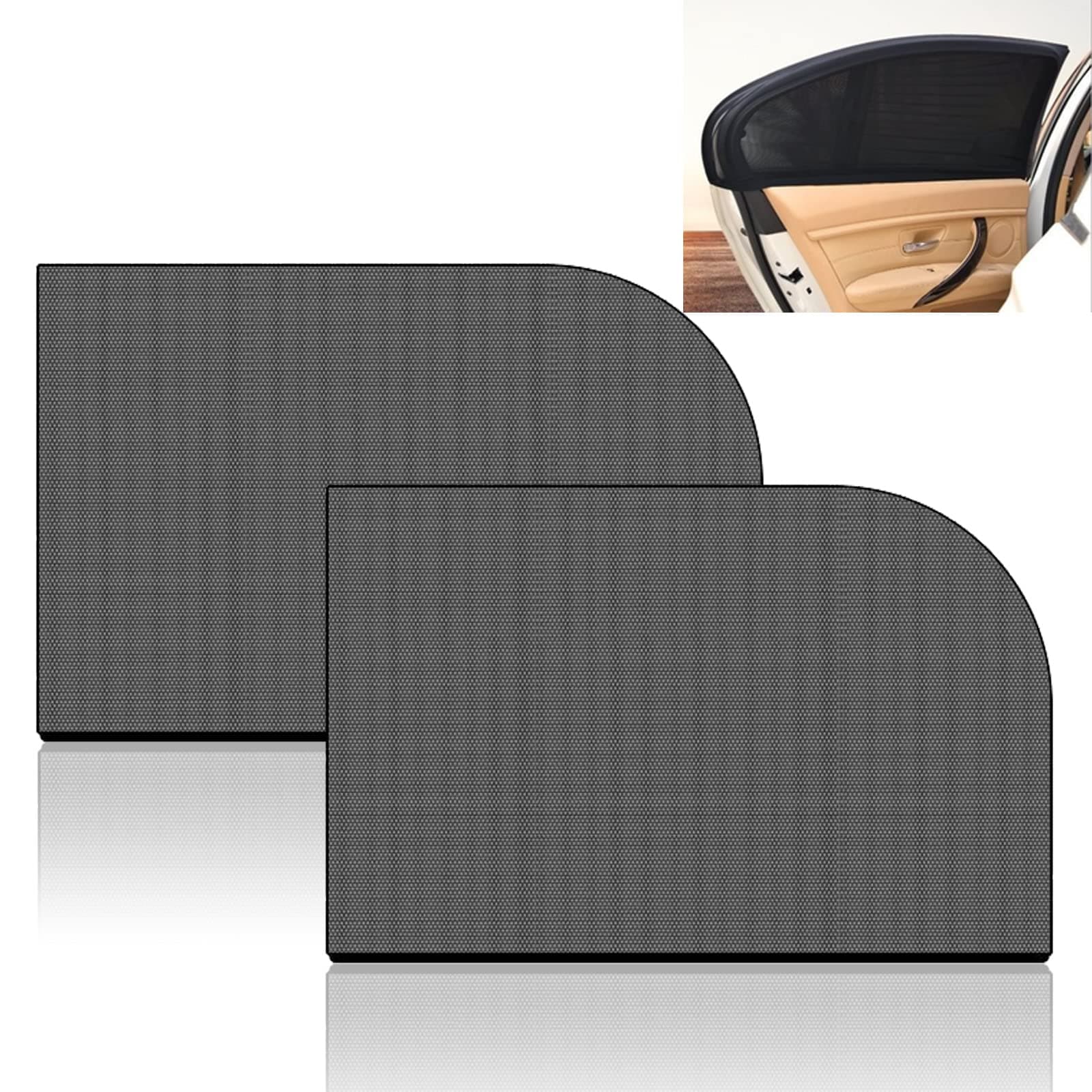 Car Window Sunshade, 2 PCS Car Side Rear Window Sun Shade, Car Side Rear Sun Shade Block UV Rays, Mosquito Net Curtain Fit for Most of Vehicle