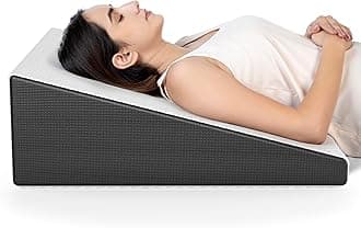 FOVERA Bed Wedge Pillow with Memory Foam, Back Support Cushion for Acid Reflux, GERD, Snoring, Post Surgery, Pregnancy and Relaxing in Bed (White Bamboo, Medium - 26 x 24 x 7 Inch, Pack of 1)