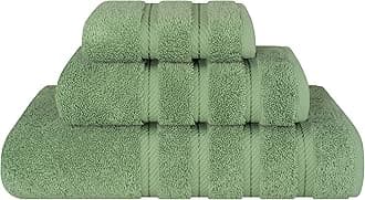 Premium 3 Piece Towel Set, 1 Bath Towel 1 Hand Towel 1 Washcloth, 600 GSM 100% Cotton Turkish Towels for Bathroom, Sage Towel Set