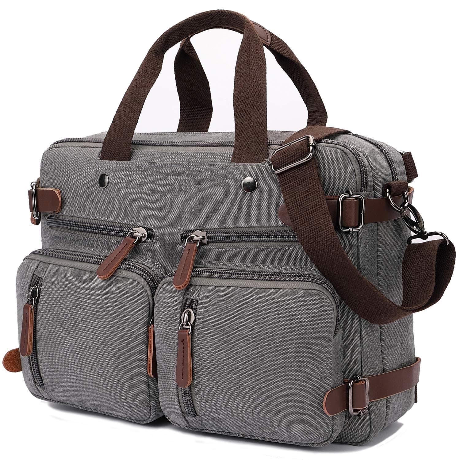 3 in 1 Convertible Laptop Backpack, 17.3 inch Messenger Bag for Men, Multi-Functional Travel Laptop Bag for College Men Women (17.3 Inch, Grey)