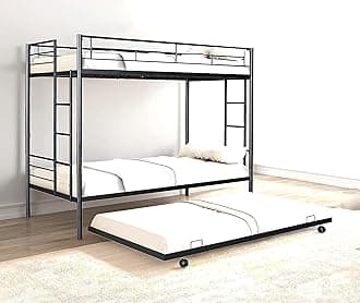 Metal Bunk Bed for Adults with Trundle Without Mattress (Black Powder Coated, 2.5 x 6.5 feet)