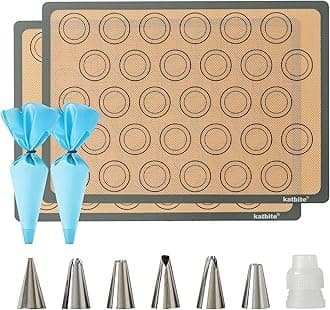 katbite Macaron Silicone Baking Mats, Silicone Macaroons Baking Mat Set of 2 Half Sheet (11 5/8 x 16 1/2)