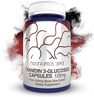 Cyanidin 3-Glucoside Capsules | 125mg | 60 Count | Black Rice Extract | C3G | Oryza Sativa | Metabolic, Vision, & Cognitive Support