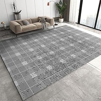 Gray Checkered Rugs, Abstract Black Graffiti Spots 8' x 10' Floor Carpet Non-Slip, Machine Washable with Non-Slip Backing Area Rug for Bedroom Office Entrance