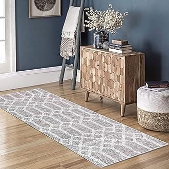 Calore Carpet Runners for Hallways Non Slip Washable Runner Rugs Long Soft Kitchen Runner Grey Hallway Hall Runners for Bedroom Hallways Living Room Kitchen (Boho Grey, 80 x 150 cm)