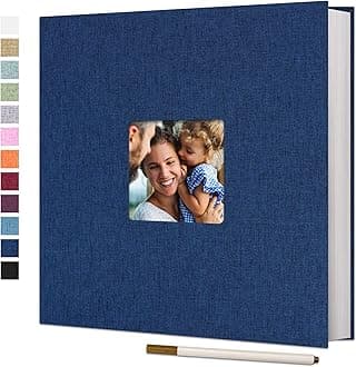 Large Photo Album Self Adhesive for 4x6 8x10 Pictures Linen Scrapbook Album DIY 40 Blank Pages with A Metallic Pen