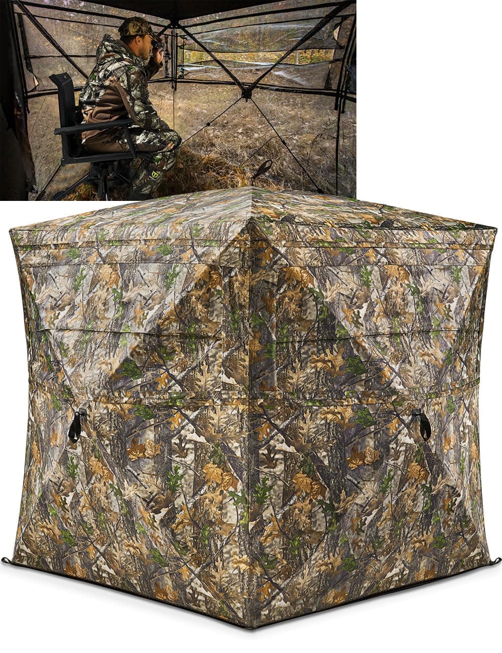 TIDEWE Hunting Blind 270°See Through with Carrying Bag for Turkey Hunting, Pop Up Ground Blinds, Portable Resilient Hunting Tent (2-3 Person)