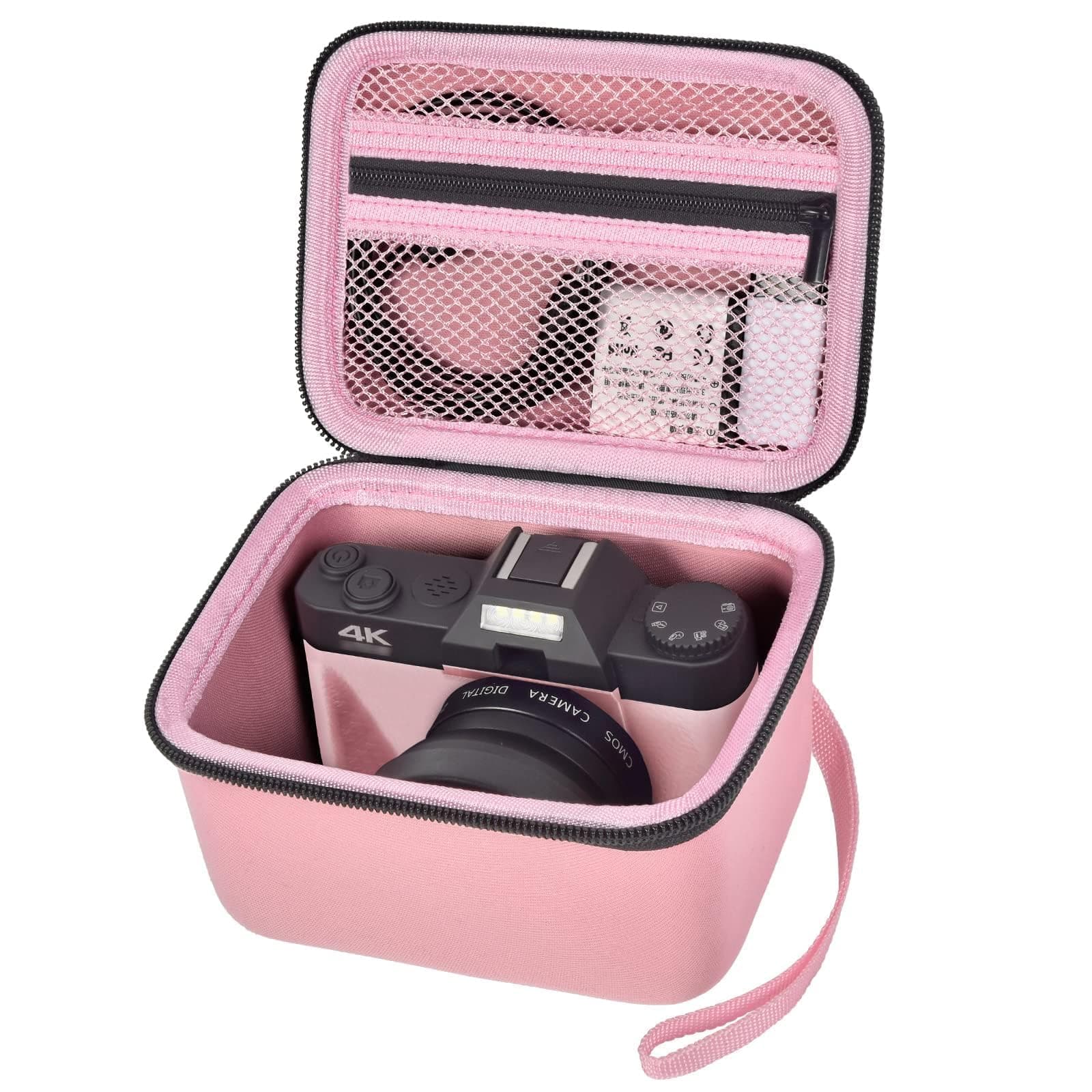 Comecase Vlogging Camera Case Compatible with for Duluvulu/for VJIANGER/for JGIPL/for TEBNGIHNM 4K Digital Cameras for Youtube. Vlog Camera Carrying Storage for Lens and Other Accessories - Pink