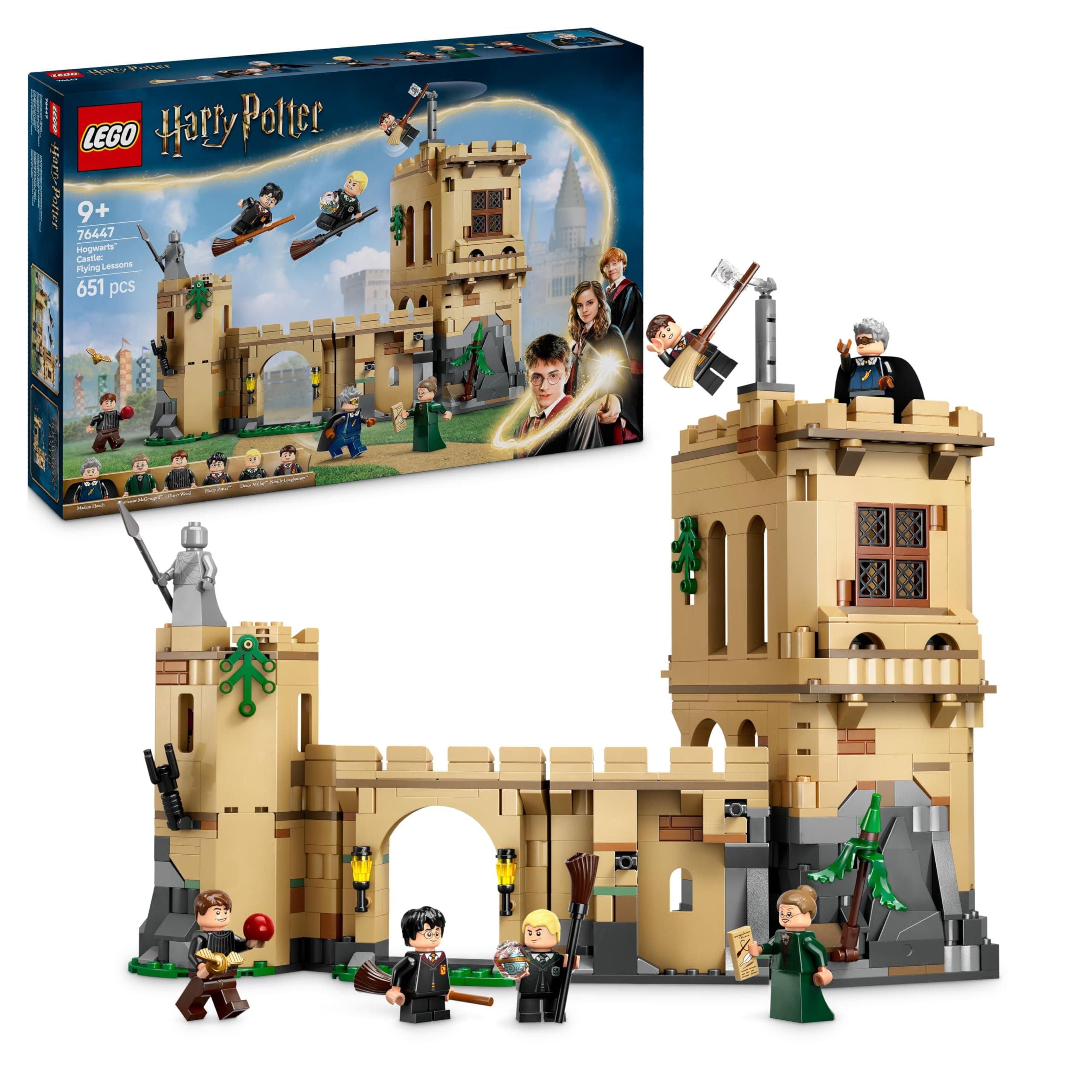 Harry Potter Hogwarts Castle: Flying Lessons Set with 6 Collectible Minifigures incl. Draco Malfoy & Professor McGonagall, Role Play Toy for Wizarding World Fans, 9+ Year Old Boys & Girls, 76447