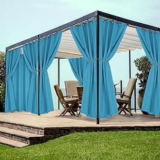 HolidayIdeas Grommet Outdoor Curtains for Patio Waterproof 8 Pcs All Weather Balcony Outside Curtains for Apartments, Gazebo, Pergolas, Porch, 54x95 Inch, Teal