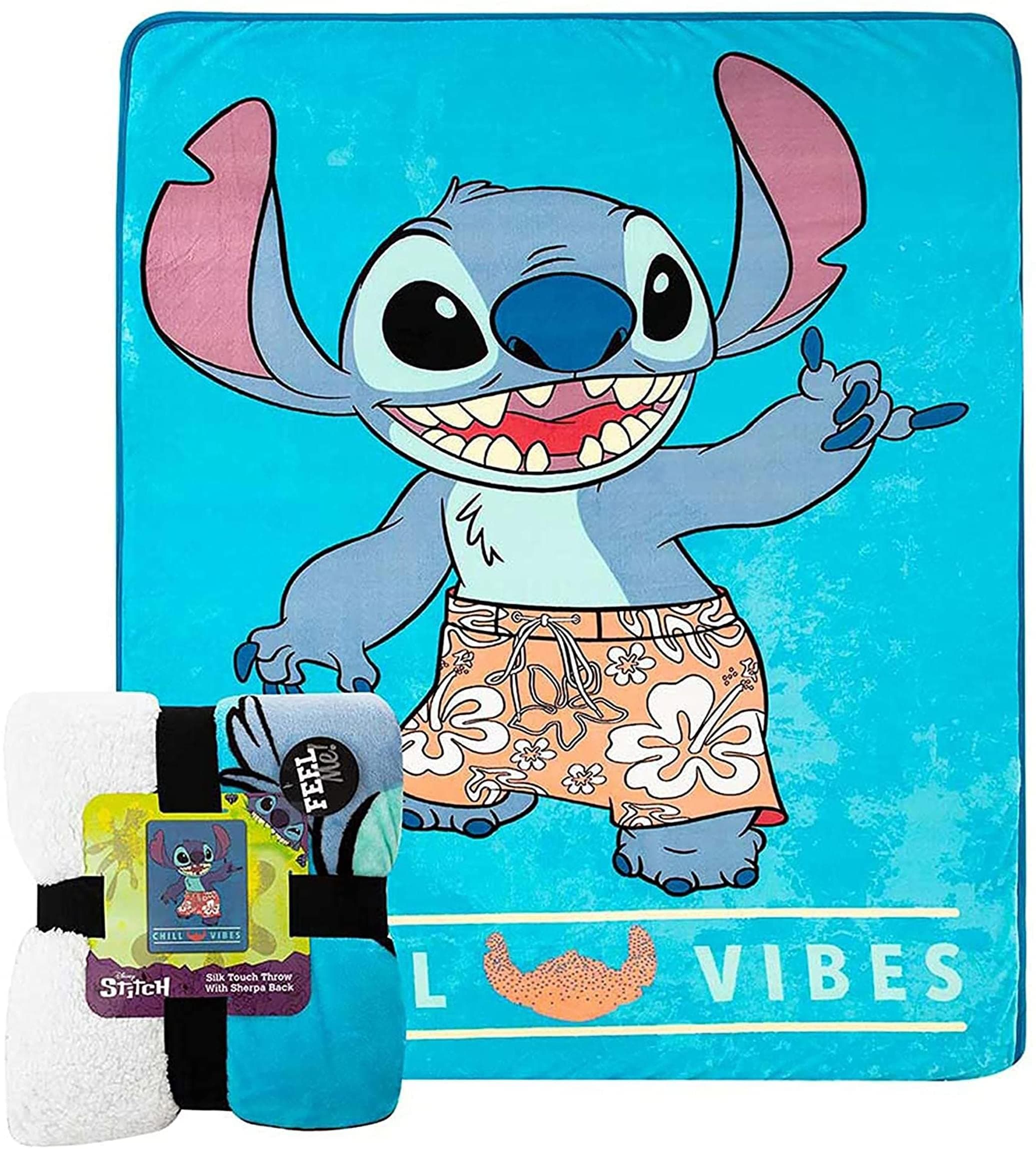Lilo and Stitch Silk Touch Sherpa Throw Blanket, 60" x 80", Chill Our